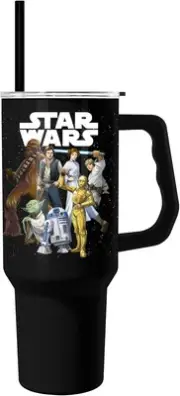 Silver Buffalo Star Wars Stainless Steel Tumbler with Handle and Straw 40 Ounces