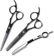 Saki Shears Katana Set of Professional Japanese Hair Shears with Black Finish - 6 Inches - Includes Cutting and Thinning Shears