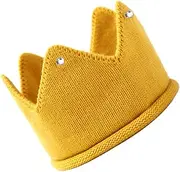 [LIFKOME] Adorable Crown Shaped Knitted Hat Headband Warmth for Birthdays Travel Everyday Use Soft Comfortable Yellow Design