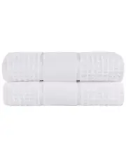 Superior Set of 2 Zero Twist Cotton Waffle Honeycomb Plush Soft Absorbent Bath Sheets 2 pc NoColor