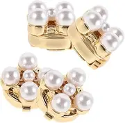 [BRIGHTFUFU] 4pcs Flower Cufflinks Decor Fake Cuff Sleeves Three-dimensional Sleeves Small Fragrance Sleeves Rhinestone Brooch Makeup Capes for Clients Jewelry Handbasket Blouse Alloy White
