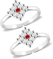 [Tongari] Graceful White Multi CZ Adorned Silver Toe Rings in Pure 92.5 Sterling Silver for Women., Adjustable, Non-Precious Metal, No Gemstone