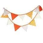 3M Orange Handmade Vintage Rustic Cotton Fabric Flag Bunting -12 flags