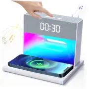 Alarm Clocks for Bedrooms, Alarm Clock with Wireless Bluetooth Speaker, White