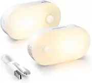 Rechargeable Mini Motion Sensor Night Light, 2-Pack with Adjustable Brightness