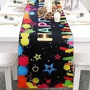 Happy Birthday Table Runner Oxford Fabric Table Runner for Birthday Party Tablecloth for Dining Room Home Cafe Bar Birthday Party Decor, 180*30cm