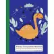 Primary Composition Notebook: Draw and Write, K-2 &3, Happy Jurassic Dinosaur Era on yellow background for Boy, Girl age preschool to third grade, P