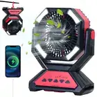 20000mAh Camping Fan LED Light Auto-Oscillating Desk Fan USB Fan Camping Red AU