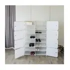 Portable White Cube Shoe Storage Cabinet 2 Column 8 Rows