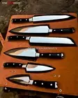 Custom Hand Forged J2 Steel Full Tang Dining Kitchen Steak Chef Knife Set