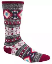 Sun + Stone Men's 1-Pair Novelty Crew Socks, Red Gray Multi, Shoe Size 7-12