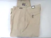 Paolo Solari Modern Fit 97% Cotton Khaki Tan Flat Front Pants Men's Size 46/30
