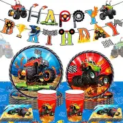 60 PCS Monster Trucks Birthday Decoration Monster Trucks Party Supplies Monst...