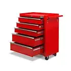 5 Drawer Tool Box Trolley Cabinet Storage Cart Garage Tools Lockable Chest Red