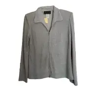 alex evenings blazer size Small silver metallic zippered jacket NEW vintage