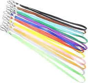 TOGEVAL 12Pcs Id Badge Lanyard with Metal Clips Versatile Neck Strap for Office Events and Daily Use Red Blue Green Orange Purple Silver Grey Fluorescent Blue Yellow