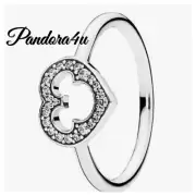 Pandora Mickey Silhouette Ring; CZ Stones; NeW Tags Velvet Lined Gift Box