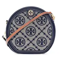 在飛比找博客來優惠-TORY BURCH 滿版logo拼接皮革斜背包-深藍