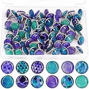 Decorative Creative Fashion Steel Push Pins for Bulletin Board,Cork Boards or Photos Wall, Maps 84 pcs (Purple Geometric Watercolor)