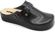 [LEON] 5001 Women's Leather Clog Mules Comfort Shoes Slippers