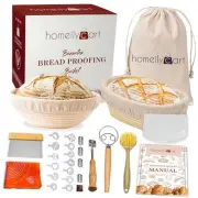 Banneton Bread Proofing Basket Set of 2-9" Round & 10" Oval - Rattan Sourdough