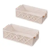 Pure Hand-Woven Square Storage Basket Desktop Organizer for Cosmetics Snacks
