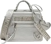 [Steve Madden] Evelyny Box Tote Update, Silver, Silver, One Size