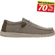 Hey Dude Wally Sox Mens Fashion Casual Comfort Slip-On Designer Shoes Beige