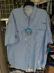 Columbia PFG Men Short Sleeve Vented Fishing Shirt ( pabst blue ribbon LOGO ) 2X