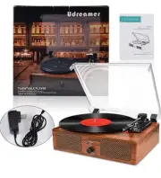 Vinyl Record Player Wireless Turntable with Built-in Speakers and USB