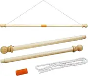 Anley 35" Wooden Banner Pole - Horizontal Flag Hanger for House Sports Dynasty Company Flags - Easy Display for Flag Width Less Than 30" and Flag Sleeve Over 1"