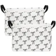 2Pcs Black Bow Storage Basket with Handles Coquette Cube Storage Bin Foldable...