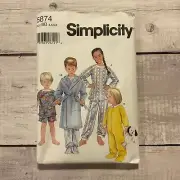 Simplicity 5874 Sewing Pattern Toddler Footed Sleeper Pajamas Robe 3-6 UNCUT