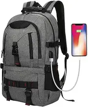 Tocode Water Resistant 17" Laptop Backpack Computer School Bag Anti-theft Travel Backpack Daypack with USB Charging Port Headphone Port and Lock, Grey Bookbags Work Bag for Men Women Teens