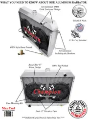 AL Champion 4 Row Radiator 26",12" Fans for 1970-1974 Dodge Challenger Big Block