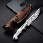 7.4" Forged Fixed Blade Blank Knife Full Tang Ultra Sharp with Leather Sheath