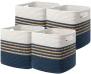 Set of 4 Storage Cubes 13 X 13 X 13 in, Water Hyacinth Storage Bins for Shelv...
