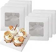 PEKGLOW Cupcake Boxes Pastry Bakery Boxes Cake Boxes Bakery Boxes Bakery Packaging Box Clear Display Boxes Cupcake Holders Cookie Boxes White Bakery Boxes Bakery Carrier Boxes Pastries Treats Gift Box