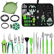 HOINCO Garden Tool Set, 20 Pieces Gardening Bonsai Succulent Tools Set, Includes Bonsai Wire Kit, Plant Mat, Pruning Scissors, Bonsai Scissors, Unique Gift for The Indoor Garden