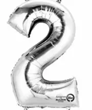 Anagram Balloons (NUMBER 2) Foil Mylar Balloon 33" SILVER SuperShape