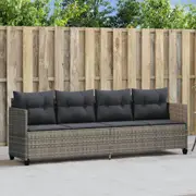 vidaXL Sun Lounger with Cushions Grey Poly Rattan