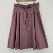 Portmans Maxi Skirt Women AU 16 (34 in Waist) Rose Belted Button Up Cotton Blend