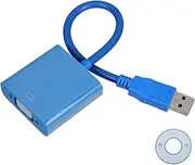 OSALADI USB to Vga Adapter Cable for Monitor External Video Display Converter Easy to Use No Power Supply Required Supports Cloning and Extending Desktop Blue Color