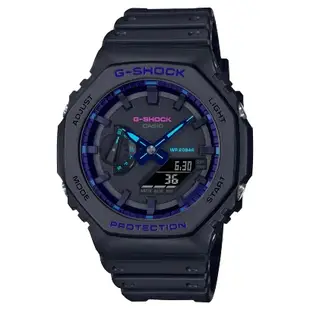 【威哥本舖】Casio台灣原廠公司貨 G-Shock GA-2100VB-1A 農家橡樹 黑紫八角雙顯錶 GA-2100