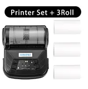 80mm Thermal Printer Portable Receipt Ticket Wireless Bluetooth Mobile Pocket Bill Printer Android Phone PC Printer Black 3Roll