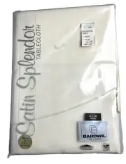 Bardwil Ivory Satin Splendor Tablecloth Oval 60X102 New in Package Made in USA