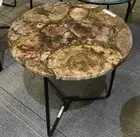 Petrified Wood Round Coffee & Side Table Top, Gemstone Agate Table Top Home Deco
