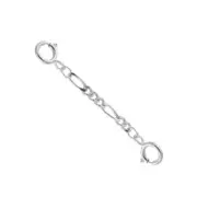 14k Solid White Gold 2.3mm Figaro Chain Extender 1"to10" Spring Ring At Each End