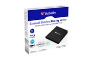Verbatim Slimline External USB 3.0 Blu-Ray DVD RW Writer For PC Mac Laptop Black