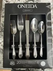 Oneida Joann Service for 4, 20-Piece Flatware Set Premium Stainless Steel